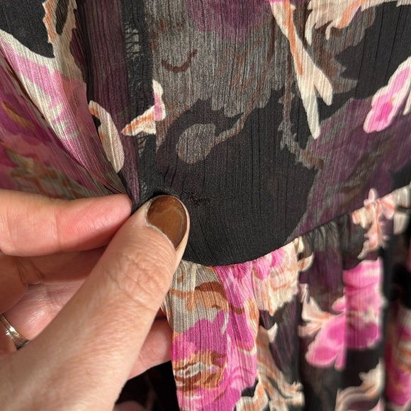 Misa Tie Back Floral Lace Maxi Dress Sheer Size M/L - Picture 4 of 7